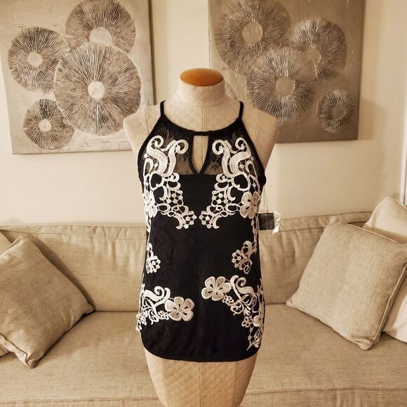 INC International Concepts Sheer Lace Top - NEW - Picture 4 of 14